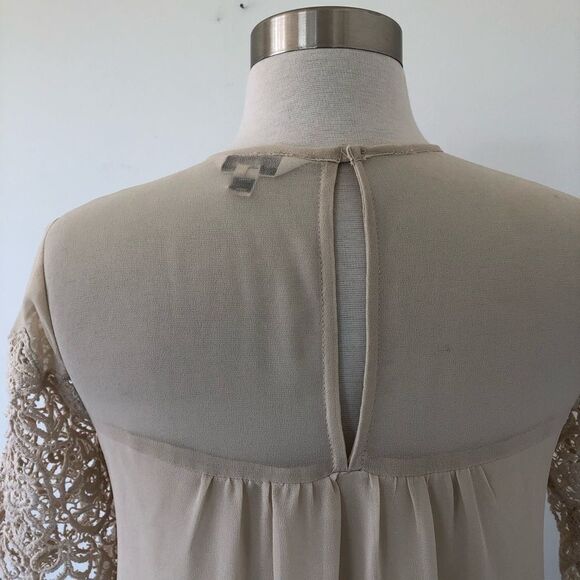 Miss Selfridge Beige Lace Empire Tunic Mini Dress Women Size 2 Romantic Lace - Picture 8 of 10